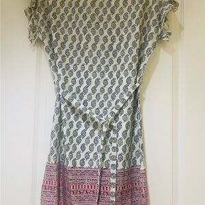 Beach lunch lounge Cream and Black Patterned Dress XS